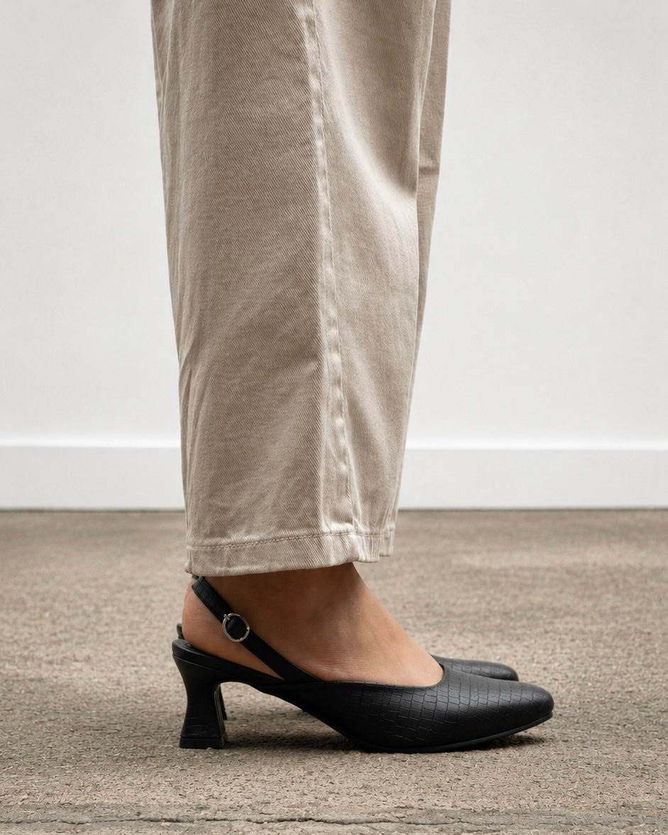 Slingbacks Elise Croco Black